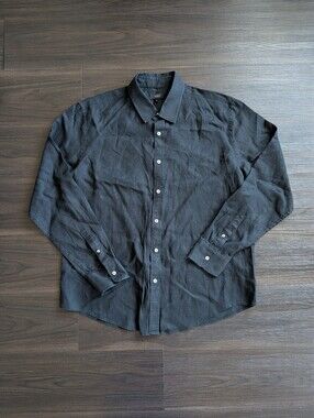 Quince Men's European Linen Black Shirt Fall Business Casual Work Going Out XL